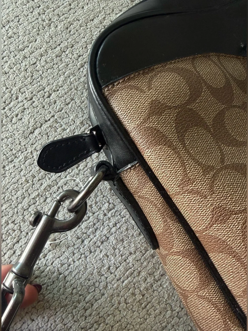 Coach Men's Beckett Slim Tan Signature Black Leather Briefcase Bag